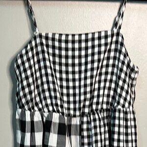 Gaovot Black & White Checkerboard Sleeveless Midi Dress - Women Size L